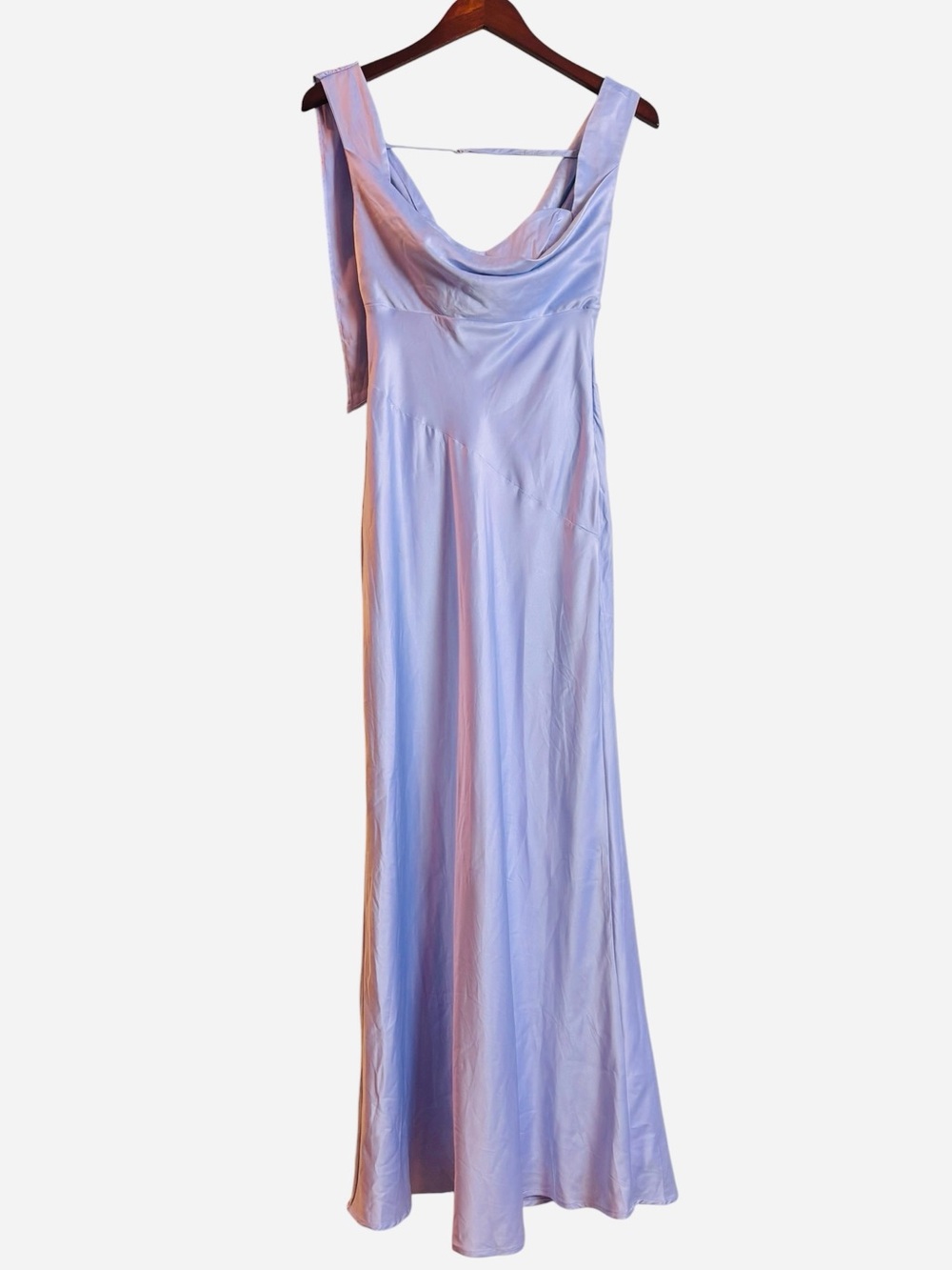 NEW Here Comes The Sun Satin Maxi Slip Dress Small Iris Blue Lilac Purple